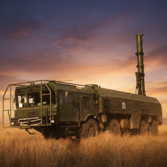 Російські ракети 9М729 на фоні