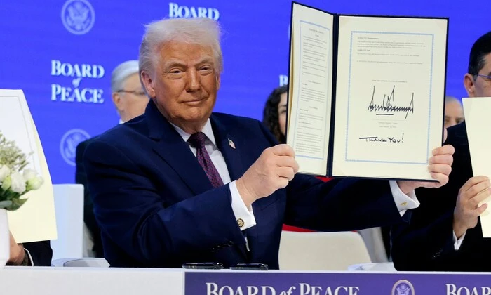 Portrait of Donald Trump with Davos