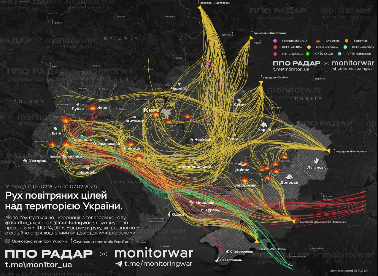 Рух повітряних цілей 7 лютого