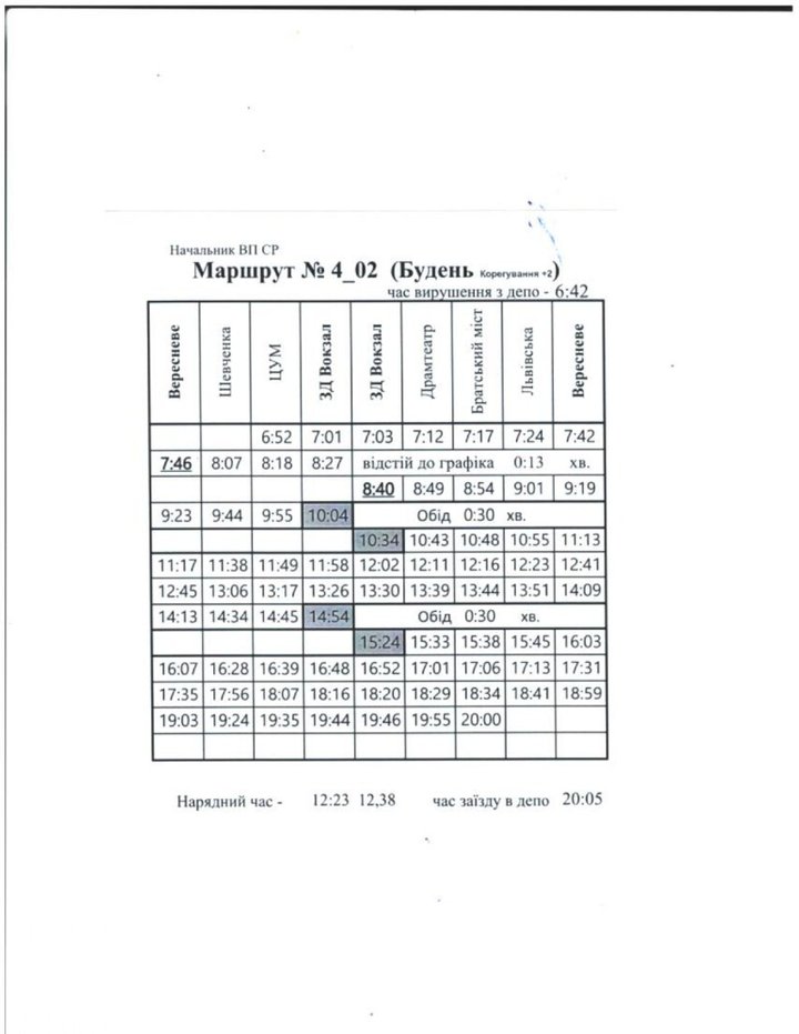 New trolleybus schedule #4. Lutsk City Council