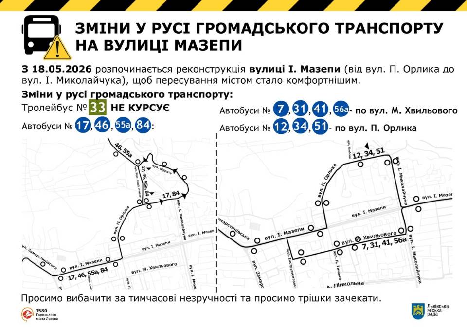 New detour routes for drivers in Lviv