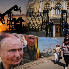 Портрет Путіна, падіння рейтингу, економіка РФ