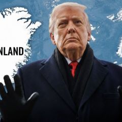 Map of Greenland with US flag