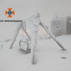 Сильный ветер и метель в Украине