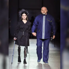 Ветеранка Кристина Санина и стронгмен Вирастюк на Ukrainian Fashion Week