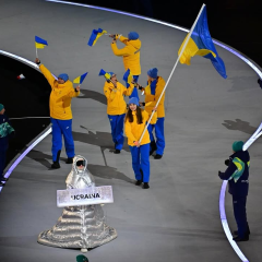 Українська команда на відкритті Олімпійських ігор