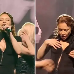 Tina Karol on stage at Muzvar Awards: dress unzipped, performance continued