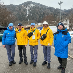 Українські біатлоністи в Олімпійському селищі