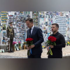 NATO Delegation Kicks Off Ukraine Visit with Moment of Silence at Memorial Wall