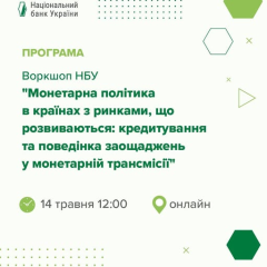 Логотип МВФ та банківського центру на фоні