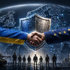 Логотип Украина, Великобритания, Норвегии для оборонного союза