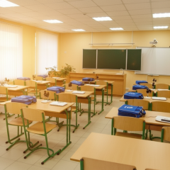 Школярі на уроках при свічках