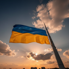 Прапор України на флагштоку