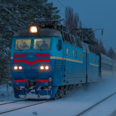 Ukrzaliznytsia diesel locomotives at the station