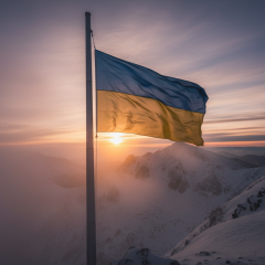 Флаг Украины опущен из-за ухудшения погоды