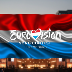 Флаг Люксембурга и микрофон на Евровидении