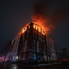 Пошкоджена багатоповерхівка в Києві