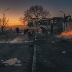 Автобус з шахтарями під час атаки
