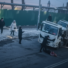 Injured tow truck worker in Kyiv