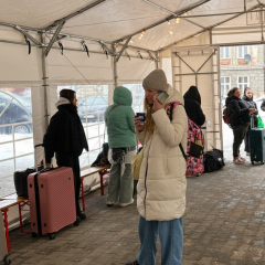 Пункт обігріву на залізниці в Україні