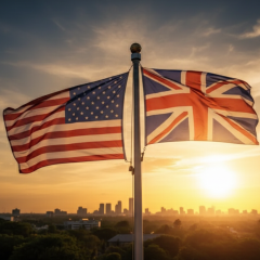 Два флага Великобритании и США