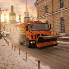 Комунальники очищають вулицю від снігу