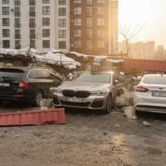 Обрушилась опорная стена: повреждены автомобили