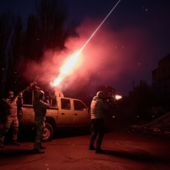 Зображення вибухів в нічному Харкові