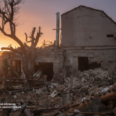 Destroyed houses due to attack in Russia