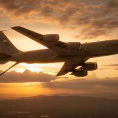 Американский самолет-заправщик KC-135 во время катастрофы