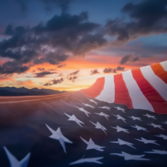 Флаги США и штата в конфликте