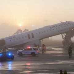 Самолет Air Canada столкнулся с пожарной машиной