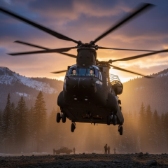 Самолет United Airlines и вертолет Black Hawk в воздухе