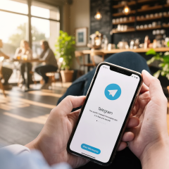 Экран с иконками Telegram на фоне запрещенной РФ