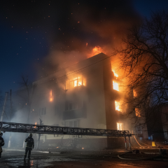 Destroyed residential buildings in Kharkiv region