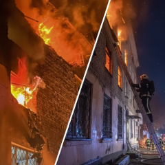 Drone attack on Chuguyiv: damaged multi-storey building