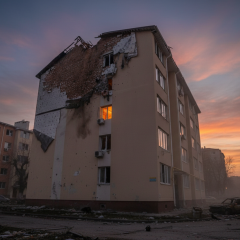 Разрушенные здания в Крюківщине и Обухове