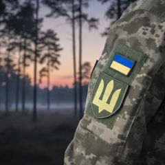 Солдат держит оружие в руках