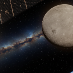 Orion spacecraft with crew returning to Earth