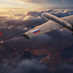 Российский дрон в ночное время