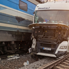 Truck and train collision in Lviv region