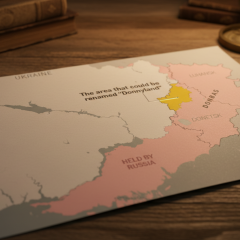 Логотип Donnyland на фоне карты Украины