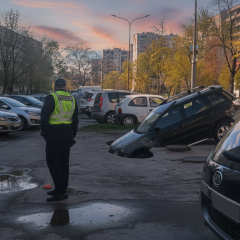 Автомобіль провалився під землю в Києві