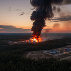Пожежа на нафтостанції від дронів СБУ