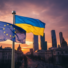 Флаги Франции и Германии с гербами