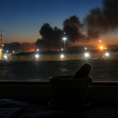 Горящий завод и нефтяная станция в Ленинградской области