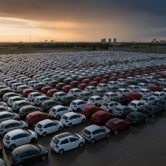 Автомобильный рынок на улице с перепродажей