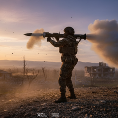 Украинский военный в форме на службе