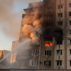 Российский беспилотник атакует жилой дом