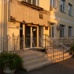 Collapsed balcony of a school in Sevastopol